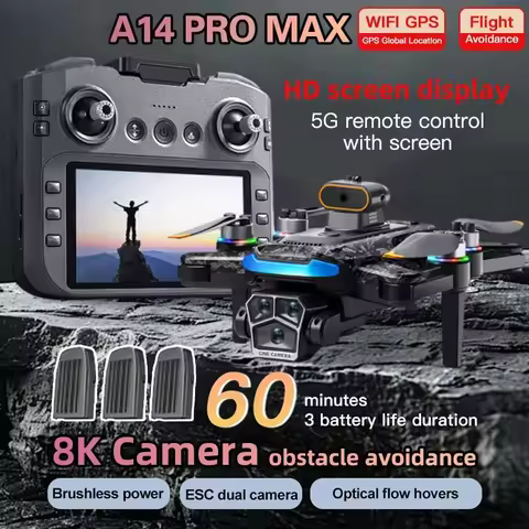 Original A14Pro max GPS Brushless 8K three Camera Optical Flow Obstacle Avoidance Foldable Quadcopte