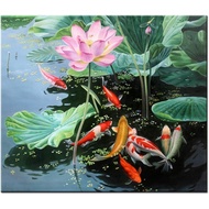Art Framed Original Contemporary Painting Giclee Print On Canvas Beautiful Lotus Flower Feng Shui Ko