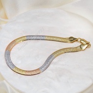 สร้อยข้อมือเงินแท้92.5%Italy ชุบ 3 กษัตริย์ ลาย โอเมก้าSnake ขนาด 5 mm.