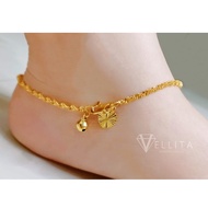 [VELLITA] Cop916 Anklet "DNA" L:26cm-29cm 999.9 Gold Plated {Rantai Kaki Giler-Giler}
