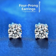 PT950 Platinum Diamond Moissanite Earrings Pure Silver Sparkling Trendy Snowflake Ear Jewelry Womens