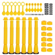 Gas Can Spout Replacement Gas Can Nozzle (6PC Kit-Yellow) Flexible Pour Nozzle Suitable for Most 1/2