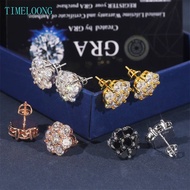 Sparkling Real Full Moissanite With GRA Certificate VVS1 3EX Diamond Gemstone 9-15 MM Flower Ear Stu