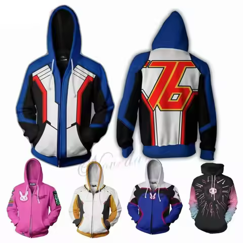♥ New 2026 3D Anime Game Overwatches D.VA SOLDIER 76 Jack Morrison Hoodie Sweatshirt Women Men Top C