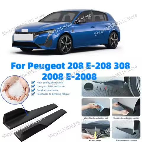 48cm Rear Bumper Splitter Apron Spoiler Side Skirt Extension Lip For Peugeot 208 E-208 308 2008 E-20
