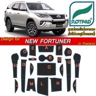 SLOTPAD ยางรองหลุม TOYOTA FORTUNER ออกแบบเองจากรถเมืองไทยพวงมาลัยขวา ตรงรุ่นรถเมืองไทยโดยเฉพาะ  แผ่นรองหลุม รองช่องวางแก้ว ยางรองแก้ว รองช่องวางของ ที่รองแก้ว ในรถ โตโยต้า ฟอร์จูนเนอร์