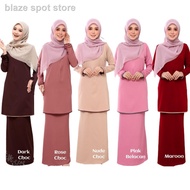 ❐◎♨(S - 3XL) Baju Kurung Eesabelle Nude Rose Dark Choc Pink Belacan Maroon Moden Plus Size Saiz Besa