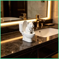 Animal Toilet Figurine Funny Hog Figurine Bathroom Decor Hog On Toilet Desk Ornament for Home Apartm