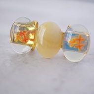 黃玉翡翠與蛋白石三連腰扣 桂花