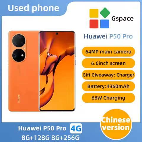 Original CN Version Huawei P50 Pro 4G Mobile Phone 6.6" Curved Screen HarmonyOS 4360mAh Smart used p