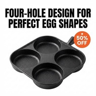4-Hole Cast Iron Egg Pan | Non-Stick Breakfast Pan for Eggs & Burgers | Kuali Telur Besi Cor