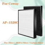 Replacement HEPA Filter and Activated Carbon Deodorizing Filter For Coway Air Purifier AP-1520C AP1520C