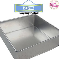 Loyang Petak 6X6X3 Inci Loyang Empat Segi | Square Mould | Loyang Kek Petak | Square Cake Mould by A