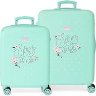 Spring is Here Suitcase Set, Blue, 46 x 65 x 23 cm, Rigid, ABS, Side Combination Lock, 91 L, 6 kg, 4