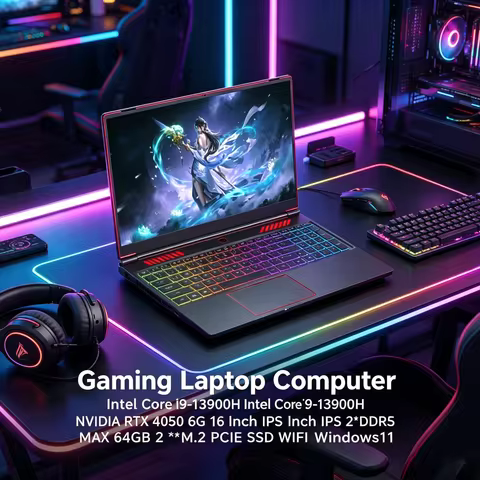 Oushedi Gaming Laptop Computer Intel Core i9-13900H NVIDIA RTX 4050 6G 16 Inch IPS 2*DDR5 MAX 64GB 2