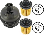 Engine Oil Filter Housing Cover Cap Assembly With 2 Pack Oil Filters Fit for Hyundai Accent Elantra 