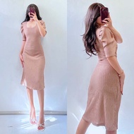 Women's Bark Crepe Plain Squareneck Fyang Casual Dress - Lingerie, Womenswear