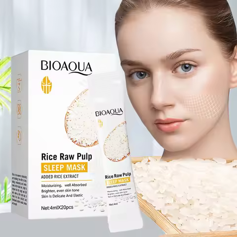 Bioaqua Rice Puree Rejuvenating Moisturizing Sleep Mask Brightening Reduce Face Fine Lines Facial Sk