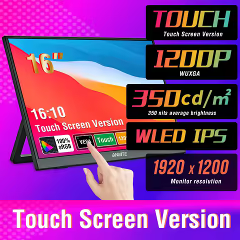 Anmite 16-Inch Portable Touch Monitor Non-touch optional 1200P HDR 16:10 For XBox PS4 / 5 Switch Cel