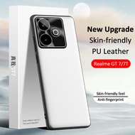 For Realme GT 7 7T Dream Edition Casing Solid Color Leather Hard Phone Case Cover