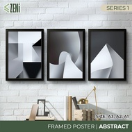 ZENi ABSTRACT Framed Poster | Abstract Black & White Poster Frame | A3 A2 A1 Wall Art Decor