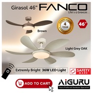 FANCO Girasol DC Ceiling Fan | 3-Tone LED Light + Remote Control
