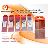 Weldone Tungsten Electrode 2% Thoriated Class EWh-2 (Red)