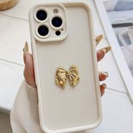 Cute Metallic Bow Cream Silicone Fashion Phone Cases Bestselling Cute Phone Cases Compatible With Sa