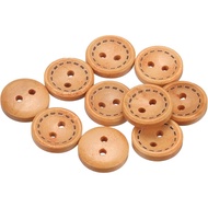 HARFINGTON 10pcs 24L Wooden Sewing Button 5/8"(15mm) 2 Holes Wood Round Craft Replacement Buttons fo