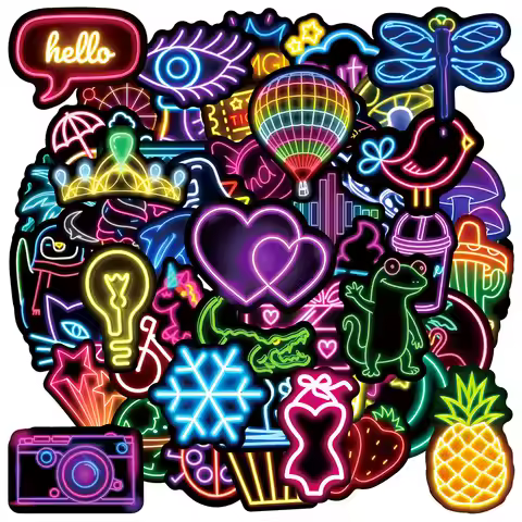 50/100 Pcs Cute Neon Cartoon Animal Doodle Stickers Waterproof for Helmet Suitcase Car Notebook Skat