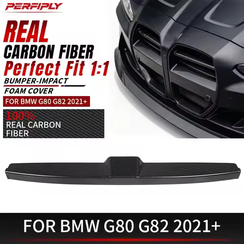 Real Dry Real Carbon Fiber Front Bumper Impact Foam Cover Trim For BMW G80 M3 G82 M4 2021+ Exterior 