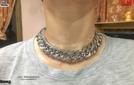 สร้อยคอbig 19มิล ชิดคอ necklace hiphop สแตนเลสแท้ Stainless แฟชั่นชาย แฟชั่นผู้หญิง 316l allacc