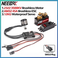 NEEBRC 2322 3500KV มอเตอร์ไร้แปรงเร็วกว่า AM32 45A เซอร์โวแบบกันน้ำ12กก. ESC สำหรับ1/4 12รถ RC ตีนตะ