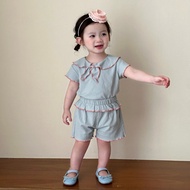 0-3 Years Old Girl Baby Summer Navy Collar Short Sleeve Shorts Pure Cotton Suit