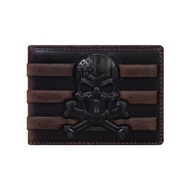 Men's Gift American Flag Skull Wallet for Men Bifold Genuine Leather Punisher Money Clip RFID Blocki