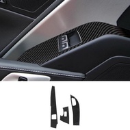3pcs Carbon Fiber Inner Window Lift Switch Frame Cover For Corvette C7 14-19