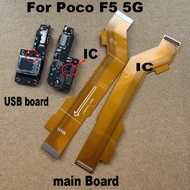 For Xiaomi Poco F5 5G Fast USB Charging Dock Port Connector Board + Main Board Motherboard Flex Cabl