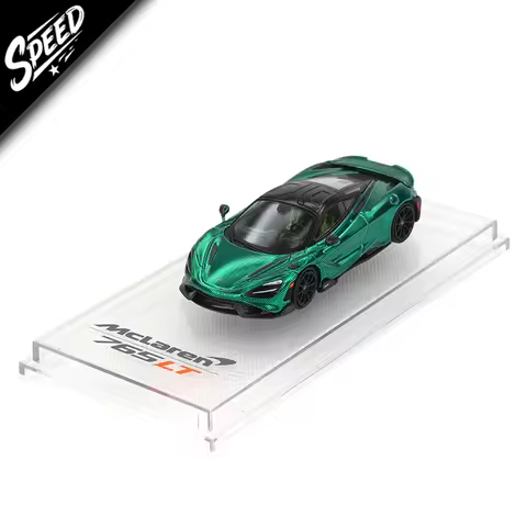 CM Mclaren 1:64 765LT Chrome Carbon Green Replaceable Wheels Diecast Diorama Car Model Collection To