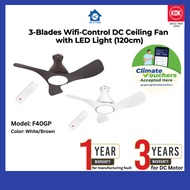 KDK 3-Blades Wifi-Control DC Ceiling Fan with LED Light F40GP 40" (100cm) - 3 YEARS DC MOTOR WARRANT