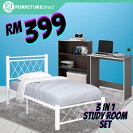 Furniture Direct ELSA 3 in 1 Single Size Study Room Package bedroom set airbnb furniture package