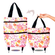 Lightweight Beach Tote Convenient Laundry Storage Bag Foldable Shopping Trolley Bag With Wheels Reusable Folding Grocery Cart Durable Oxford Cloth Storage Bag