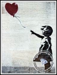 ร้าน Goodstore NewArtist Banksy Girl With Balloon Graffiti Street Art Painting AB S Peace Sign Wall 