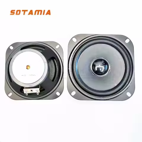 SOTAMIA 2PCS 4 Inch Diameter Square Full Range Speaker 4 Ohm 10 Watt 60 Magnet Bluetooth Audio Speak
