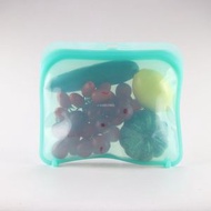 3件廚房食品級矽膠密封保鮮袋 1000ml 水果蔬菜冰箱收納矽膠食品保鮮袋－青色／大中小一套