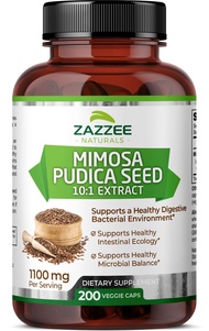 Zazzee Mimosa Pudica Seed 10:1 Extract, 200 Vegan Capsules, 1100 mg, 3+ Month Supply, Potent 10:1 Ex