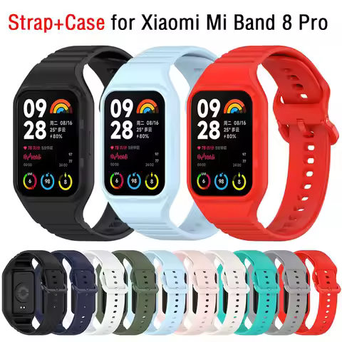 Silicone Case+Strap for Xiaomi Mi Band 8 Pro Smartwatch Replacement Sport Wristband Bracelet Belt fo