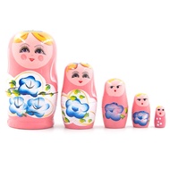 Babushka Matryoshka Chibi Cuby Wooden Doll Souvenir Gift Souvenirs from RUSSIA, 5 pieces