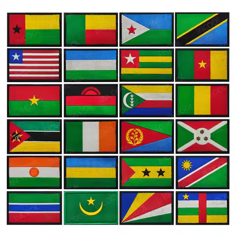 African Flags Embroidery Patches Morocco Nigeria Algeria Seychelles Botswana Gabonese Libya Tunisia 