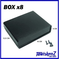 Black Plastic Box X8 + Screws. 16 x 13 x 4 Cm.