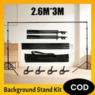 2.6M*3M Backdrop Support Stand Kit Background Stand for Photography Live Stream